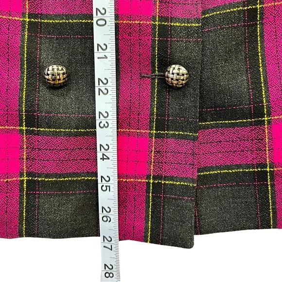 Vintage, hot pink plaid jacket/blazer, shoulder pads, NWT vintage